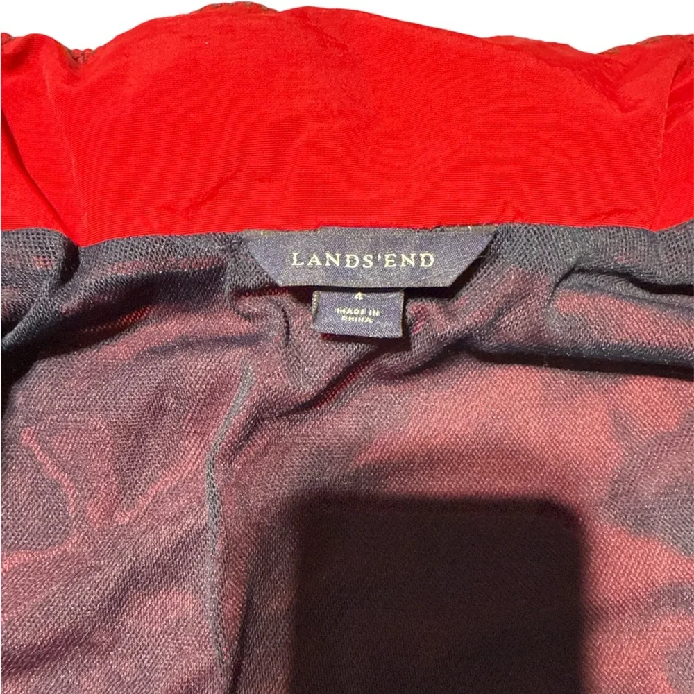 Lands' End Kids‎ Red & Navy Blue Hooded Windbreaker Jacket - Size 4